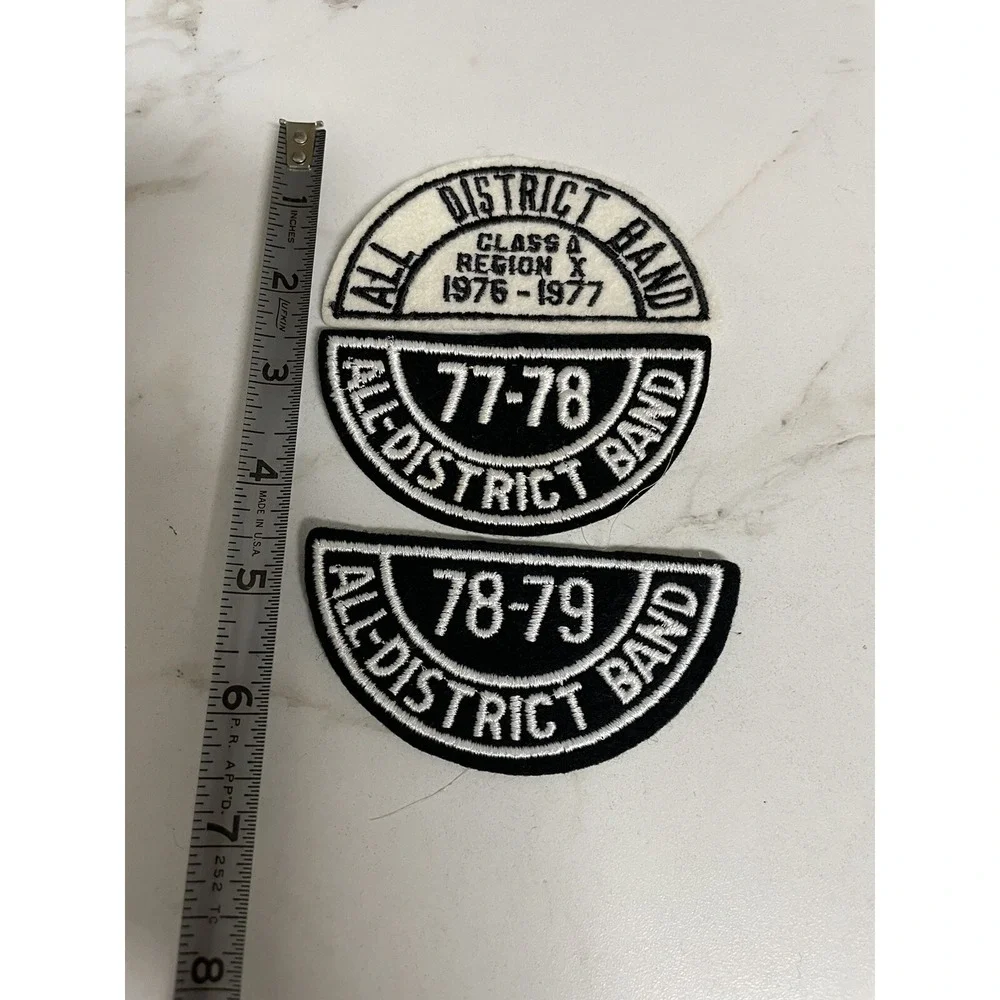 Set of 3 1970s All District‎ Band Letter Jacket Embroidered Patch Badge